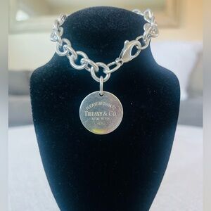 Tiffany & Co. Silver Chain Bracelet with Engraved Charm